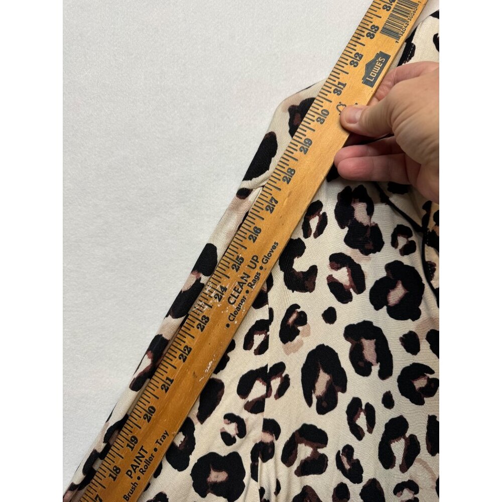 Leopard Print Stars Above Womens Button-Up Pajama Top XXL Soft Beige & Brown - Picture 8 of 11